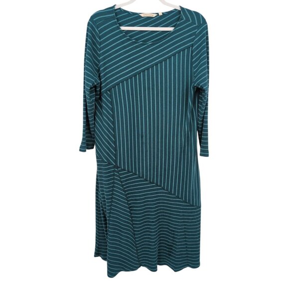 Soft Surroundings Teal Striped Asymmetrical Tunic Dress‎ L Lagencore Artsy - Picture 1 of 8